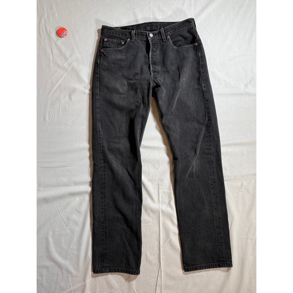 Vintage Levis 501 0660 Black Denim Jeans Made in USA Mens W33 L36 Straight Leg